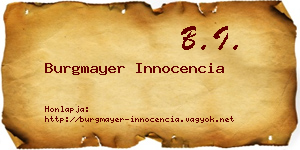 Burgmayer Innocencia névjegykártya